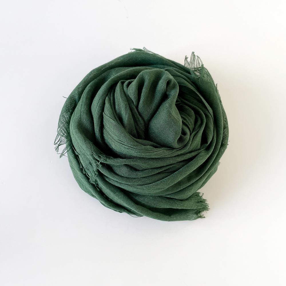 Solid Color Scarf Cotton and Linen Shawl Yarn Women's Summer Sunscreen Headscarf Retro Yarn Lengthened
