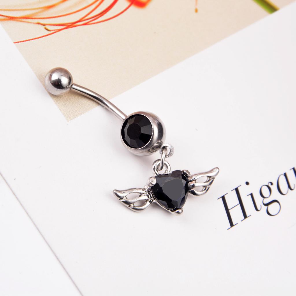 Korean Popular Puncture Jewelry Wings ,Peach Heart Inlaid Diamond Navel Belt Belt Buckle