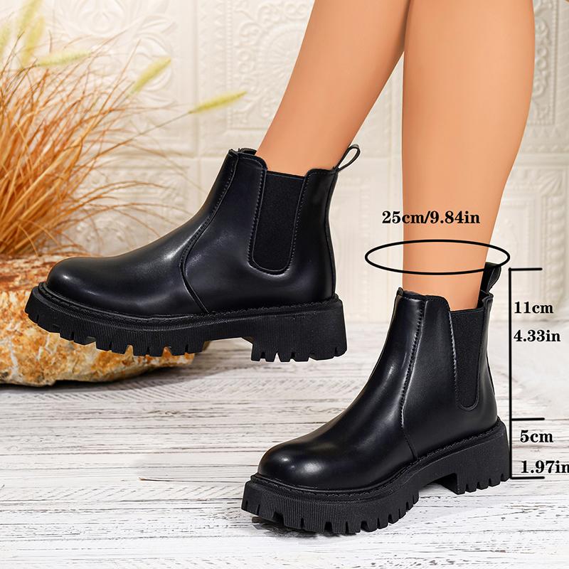 

Pu Leather Platform Chelsea Boots Women Fashion Plus Size 42 Slip On Ankle Boots Woman Non Slip Thick Sole Short Booties Mujer 42