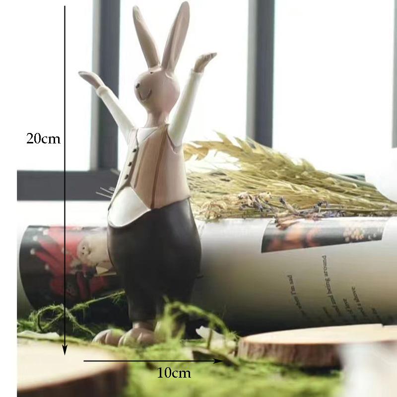 Healing Resin Rabbit Family Figurines Accessories Home Livingroom Table Sculpture Ornaments Store Office Desk Statue Decoration