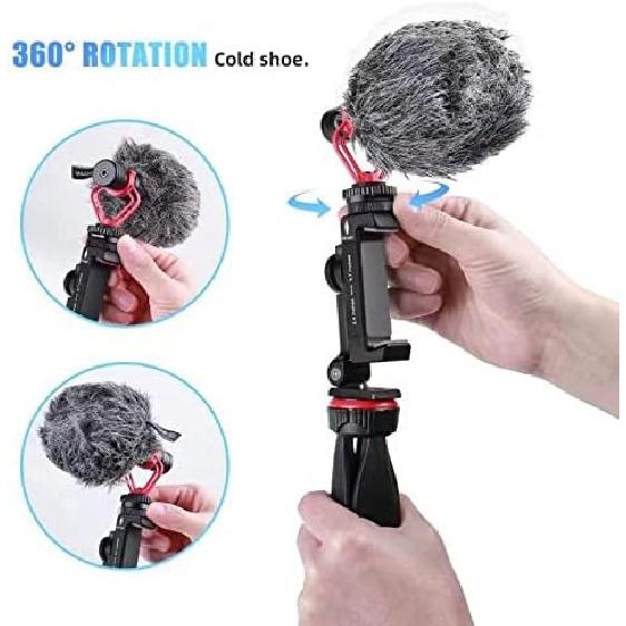 Metal Phone Tripod Mount w Rotatable Cold Shoe,Compatible with iPhone Cell Phone Tripod Mount Adapter, Phone Mount for Tripod,Tripod Phone