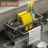 Drain Rack Rustproof Carbon Steel Organizer with Detachable Drain Tray Storage Rack for Kitchen Sink Sponges Soap