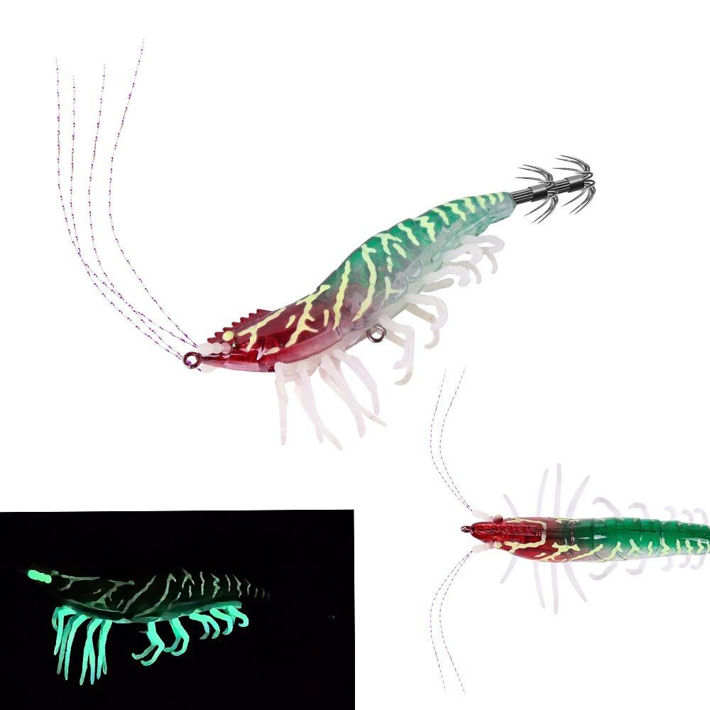 Luminous Squid Jig Horizontal Octopus Bait Shrimp Artificial Calamar  Octopus Fishing 3.0# 12g-N
