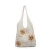 New Casual Vacation Tote Bag Flower Bag Knitted Bag Mesh Hollow Shoulder Bag Women's Tide
