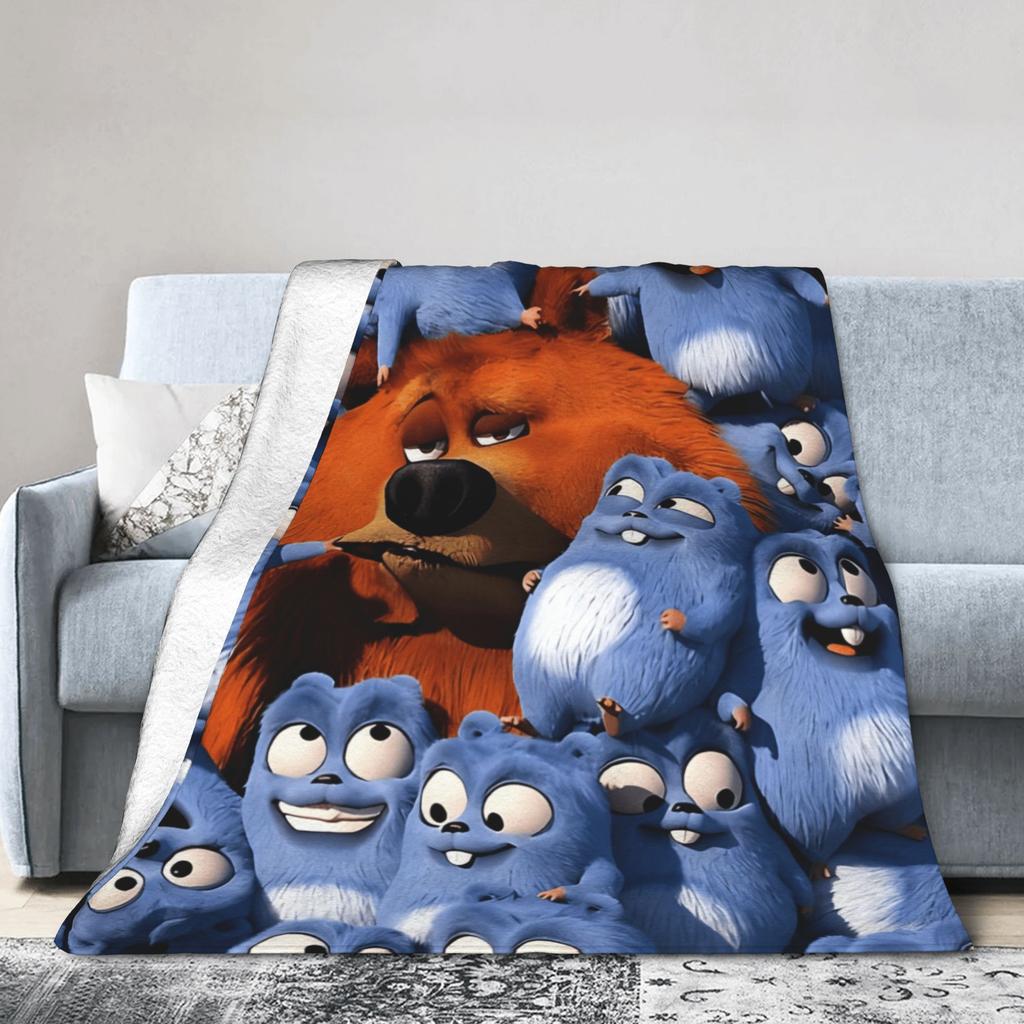 Coperta in Peluche Grizzy e i Lemming Coperta Plaid in Flanella per Studenti per Soggiorno Design Super Morbido Copriletto di Qualità Regalo