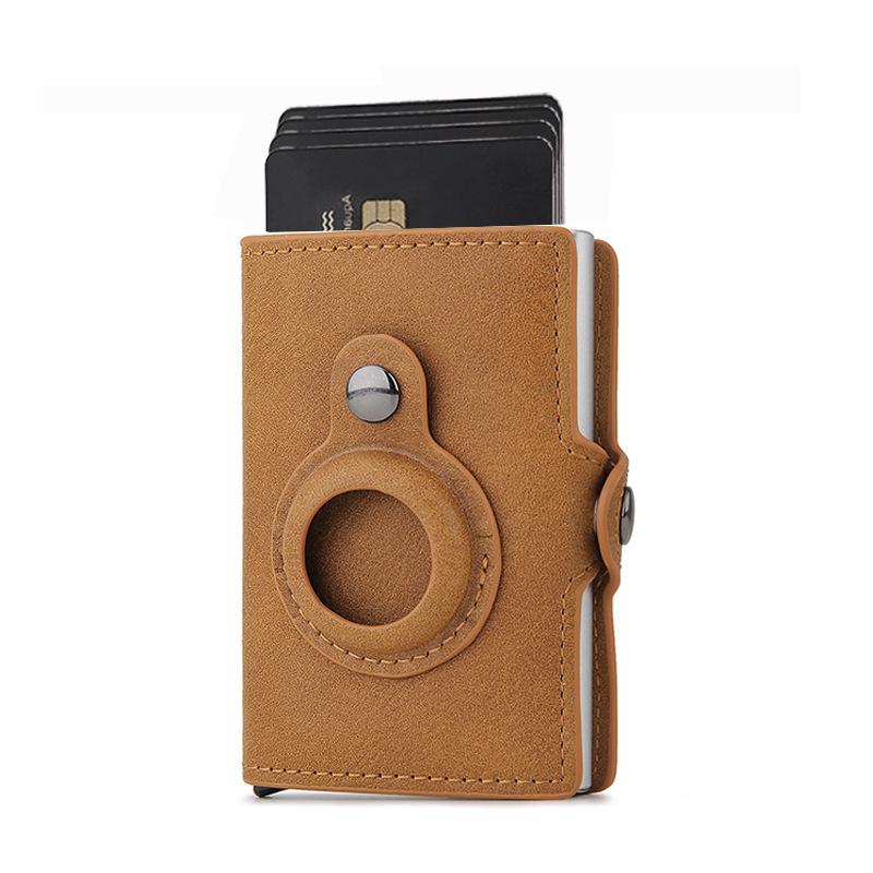 Apple Airtag Tracker Card Holder Men's Wallet with RFID Block and Metal Buckle Zipper.
