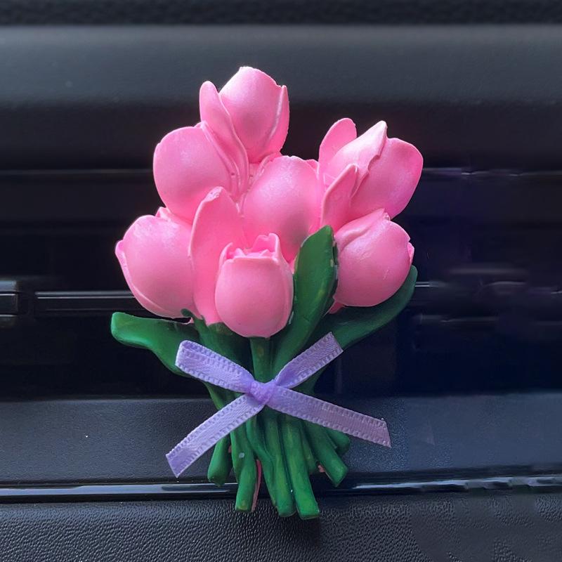 Rabbit Tulip Bouquet Car Air Freshener - Cute Stone Diffuser Ornament