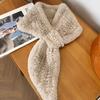Winter New Rex Rabbit Fur Scarf Femininity Bead Warm Scarf Real Fluff Collar Korea