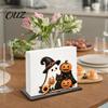Wooden Napkin Dispenser Halloween Holder for Table, Ghost Pumpkin Black Cat Standing Stand Dispenser, Paper Towel Kitchen Dining Table Decorative