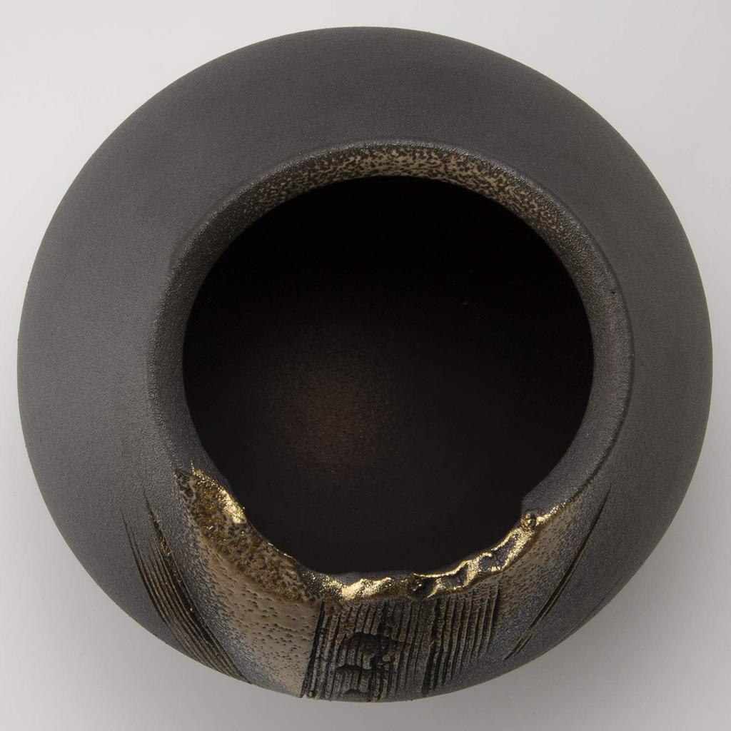 Shigaraki Ware Hechimon Vase Flower Base Large Brown Manju Natsume Pottery MR-1-2599