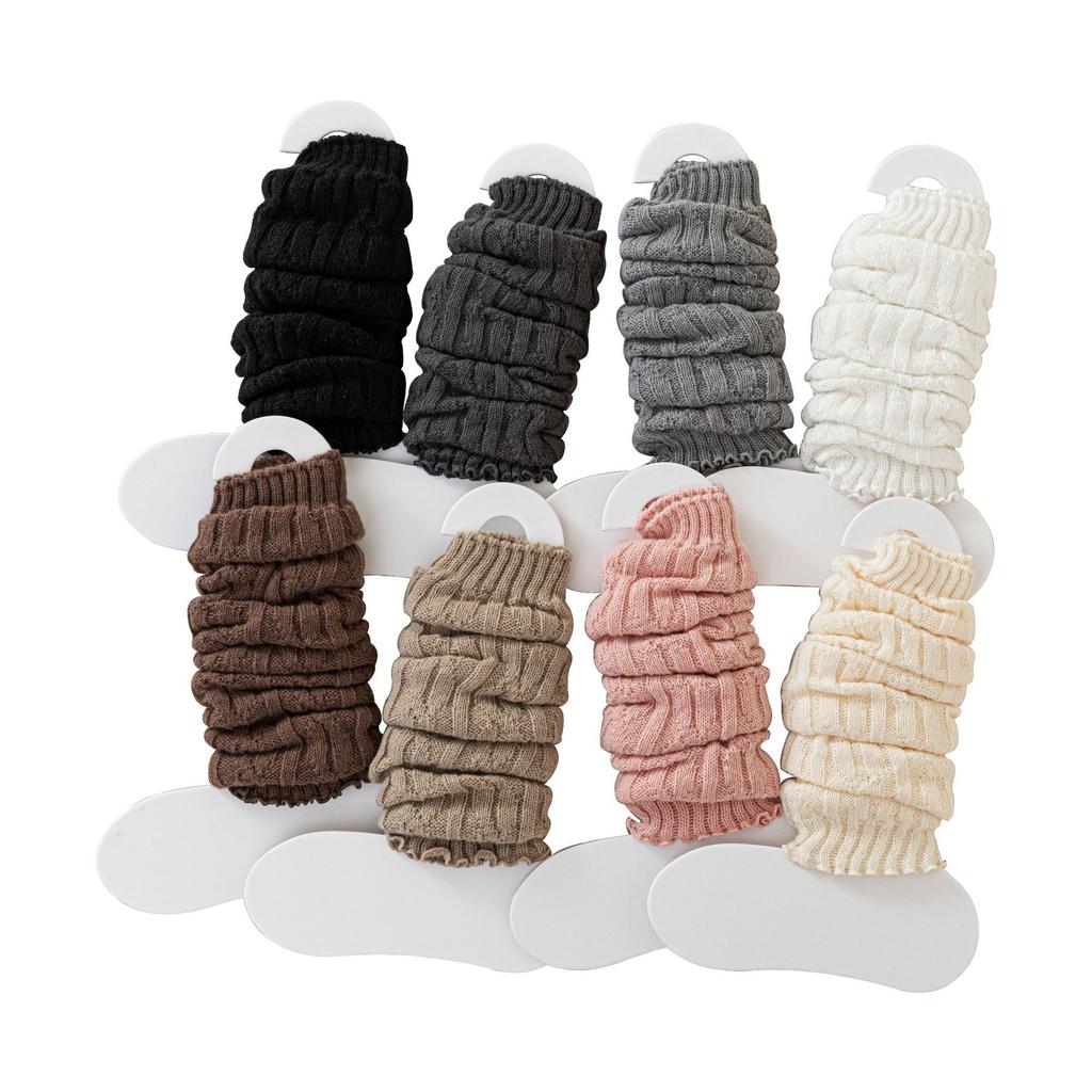 Lady Autumn and Winter Warm Solid Color Hemp Flower Wood Ear Calf Pile Stocking