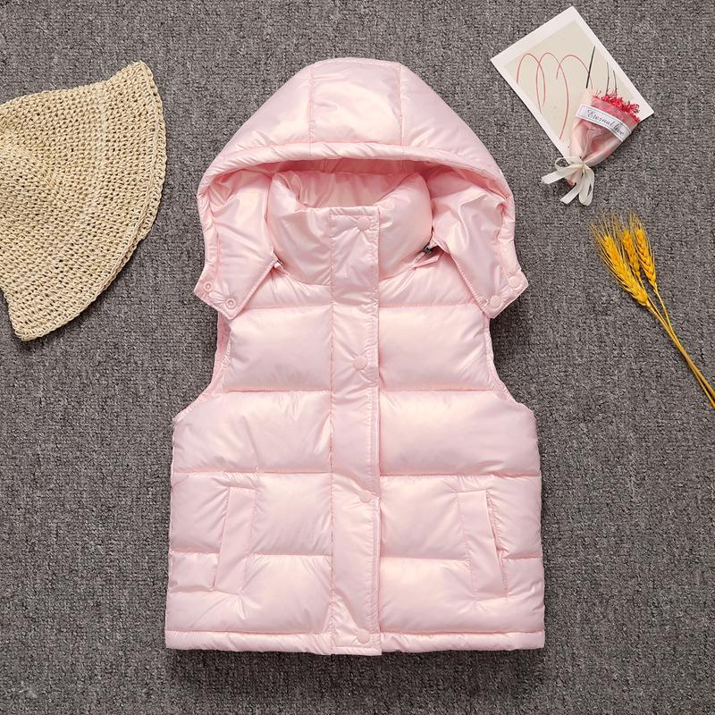 Kids' Hooded Down Cotton Vest: Thickened Sleeveless Jacket for Girls (Autumn/Winter).