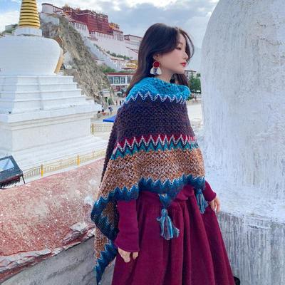 Châle Cape Épais de Voyage pour Femme Style Ethnique Yunnan Lijiang