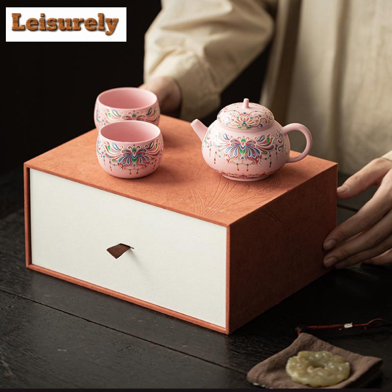 Rosa Lila Ton Schmetterlingsmuster Teegeschirr Komplettes Set Luxuriöses Teezeremonie Set Teekanne Und Teetasse Set Cafés Zubehör Handwerksgeschenk