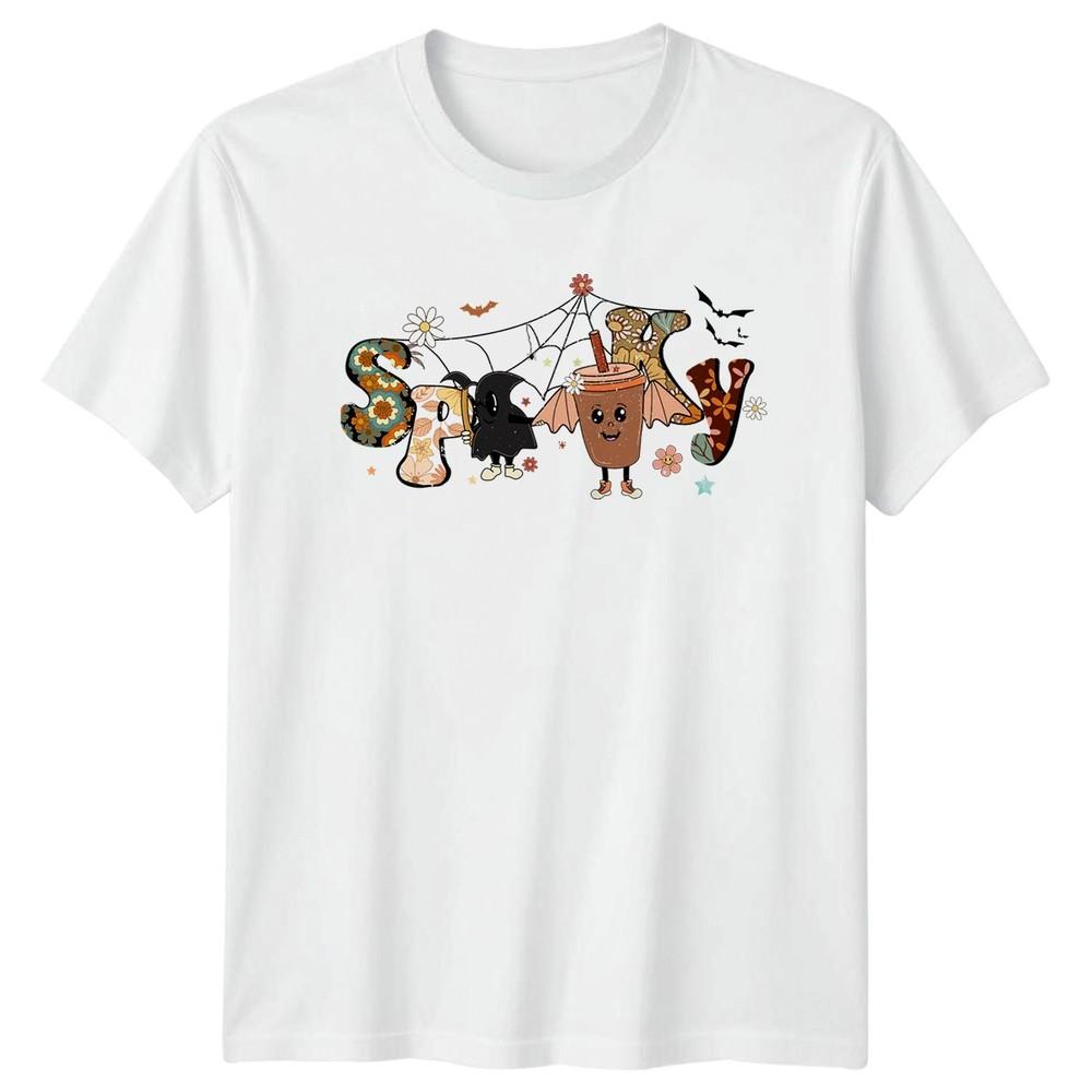 Spooky Unisexs TShirt Retro Floral Ghost Halloween Halloween Gift For Her S