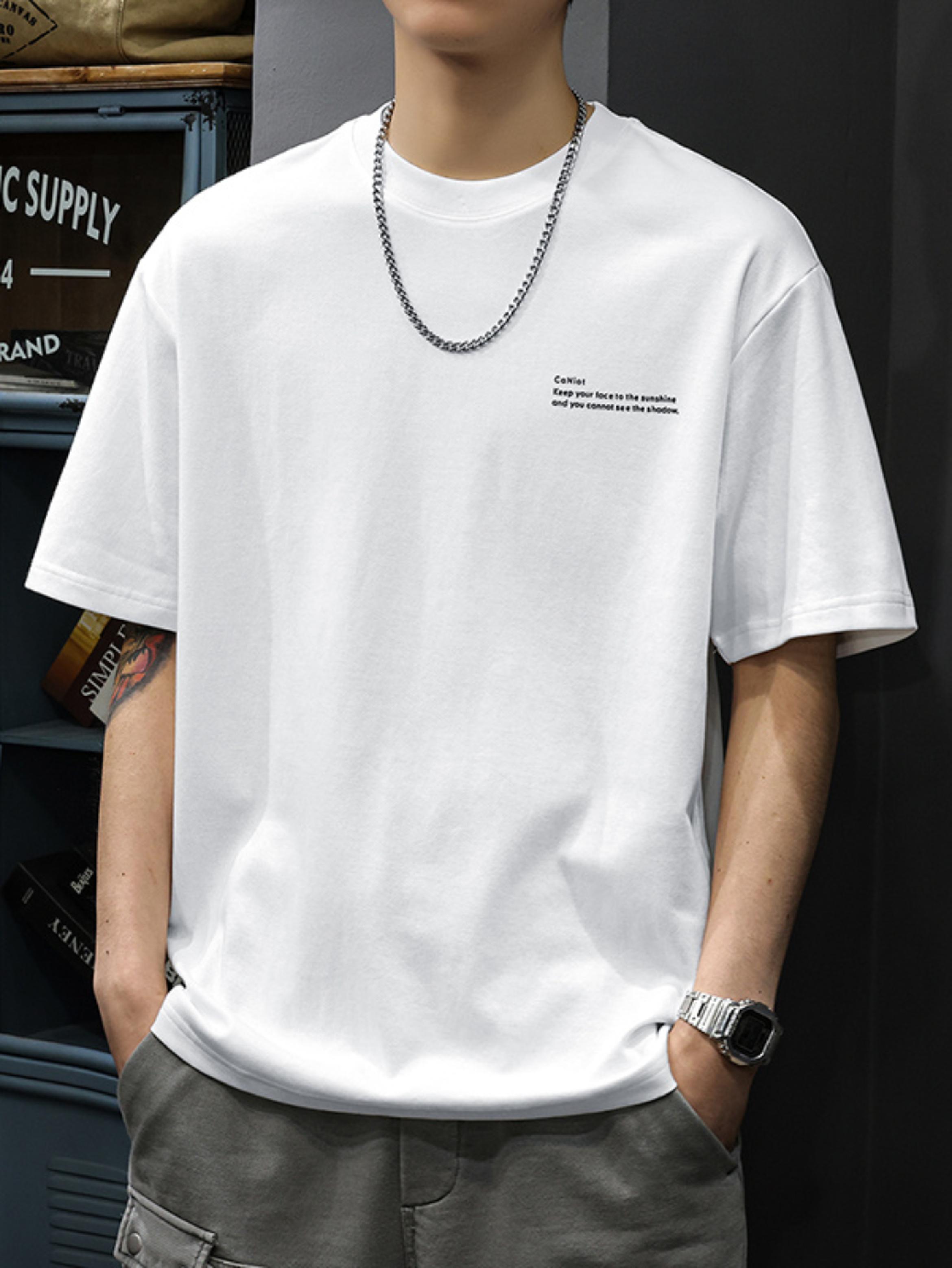 

Letters Graphic Printed T-shirt Men Korean Style Casual Loose Short Sleeved Beach Tops Unisex T Shirts Summer Street Men s Tees 4XL