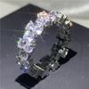 Fine Engagement Eternity Promise Ring AAAAA Zircon 925 Sterling Silver Statement Wedding Band Rings for women men Jewelry Gift