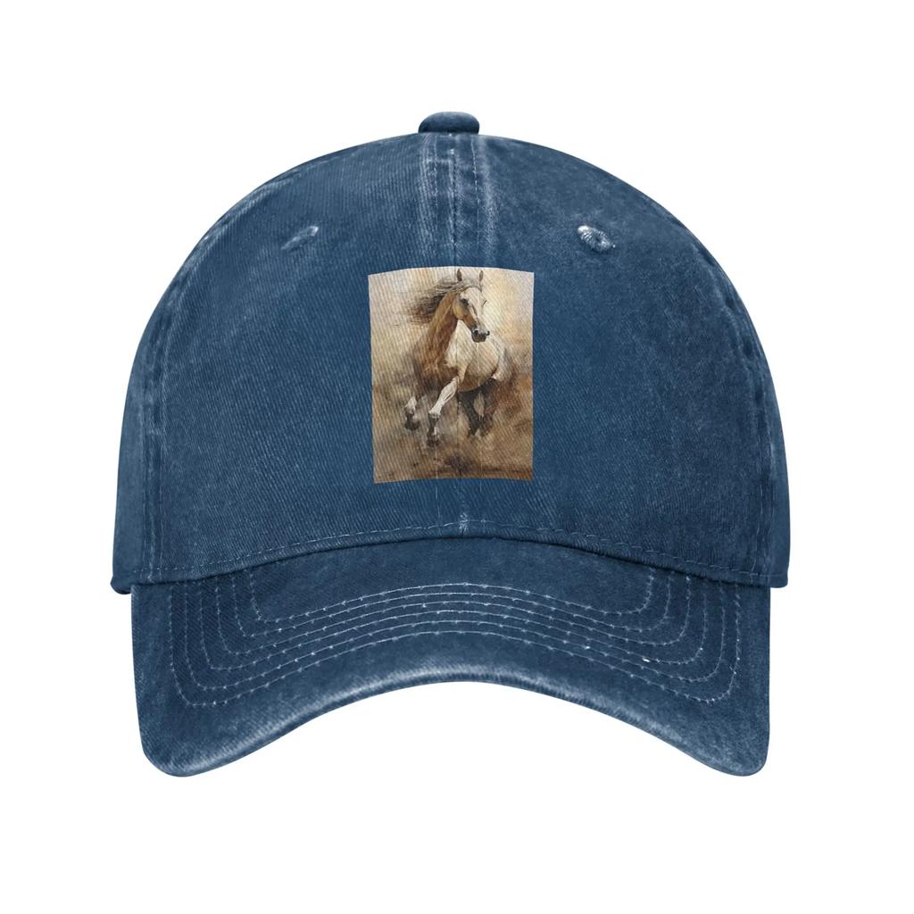 Horse Galloping In The Desert Illustration Denim Cap Casual Baseball Caps Adjustable Hat Summer Unisex Baseball Hats
