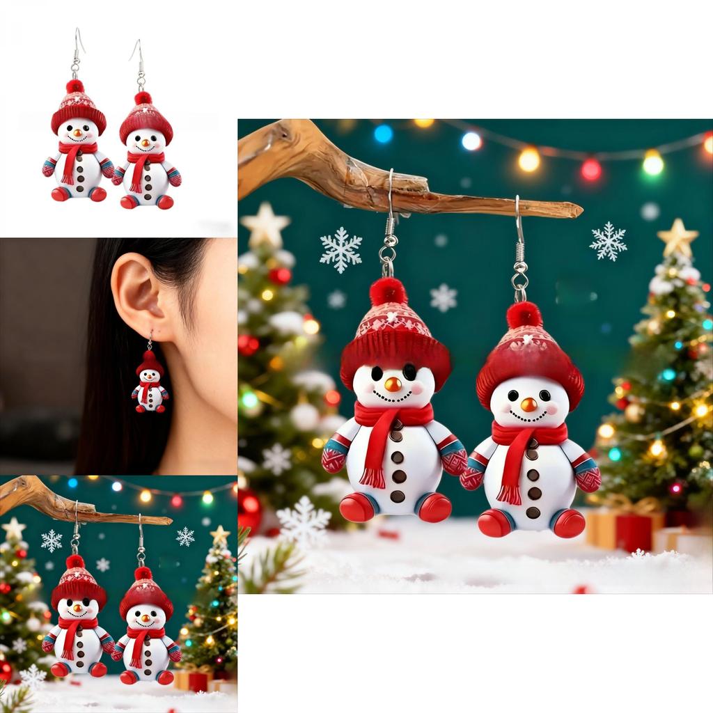 Festive Snowman Jewelry With Acrylic Finish And Cute Character For Christmas Gift Ideas