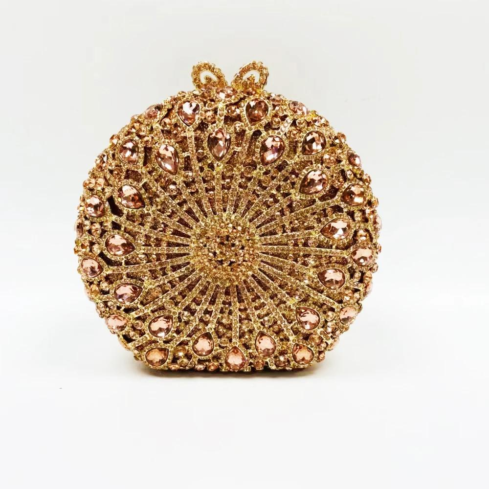 WHTUOHEN Runde Weiße Klare Diamant Damen Clutch Strass Luxuriöse Dame Kristall Party Abschlussball Clutches Hochzeit Mädchen Hochzeits Portemonnaies