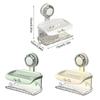 Suction Cup Soap Dish Wall Mounted NonSlip Drain Rack Bathroom Organizers Space Saving