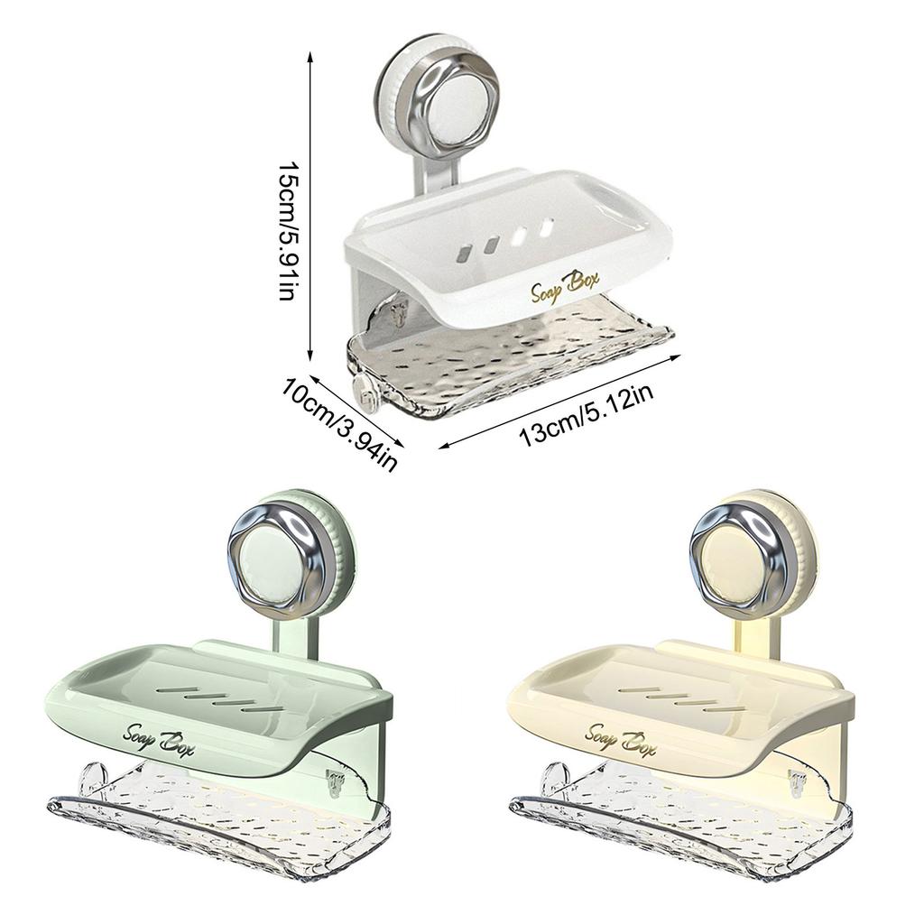 Suction Cup Soap Dish Wall Mounted NonSlip Drain Rack Bathroom Organizers Space Saving