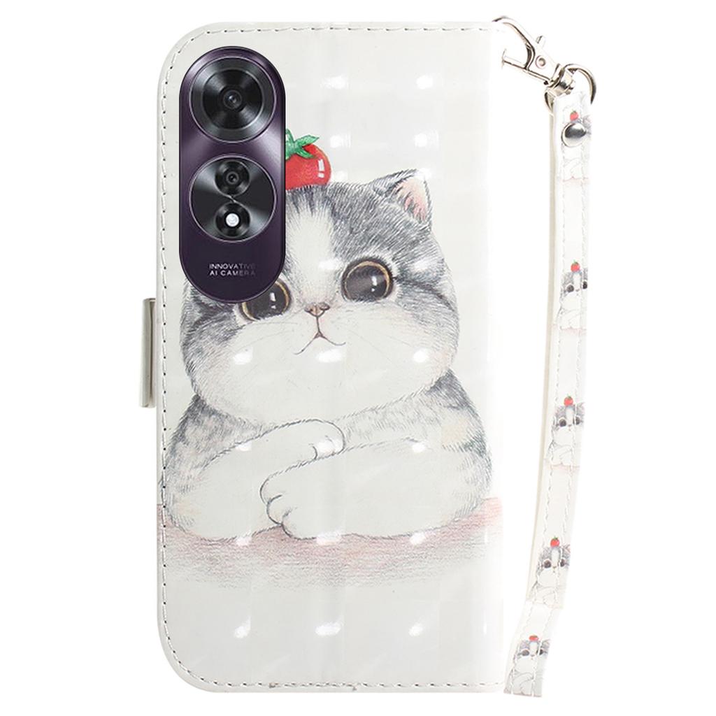 For Oppo A60 4G Case Pattern Printing Leather Wallet Phone Shell with Strap