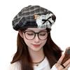 Hat Women's Autumn and Winter Retro Plaid Beret British Atmosphere Versatile Painter Hat Sweet Bow Octagonal Hat