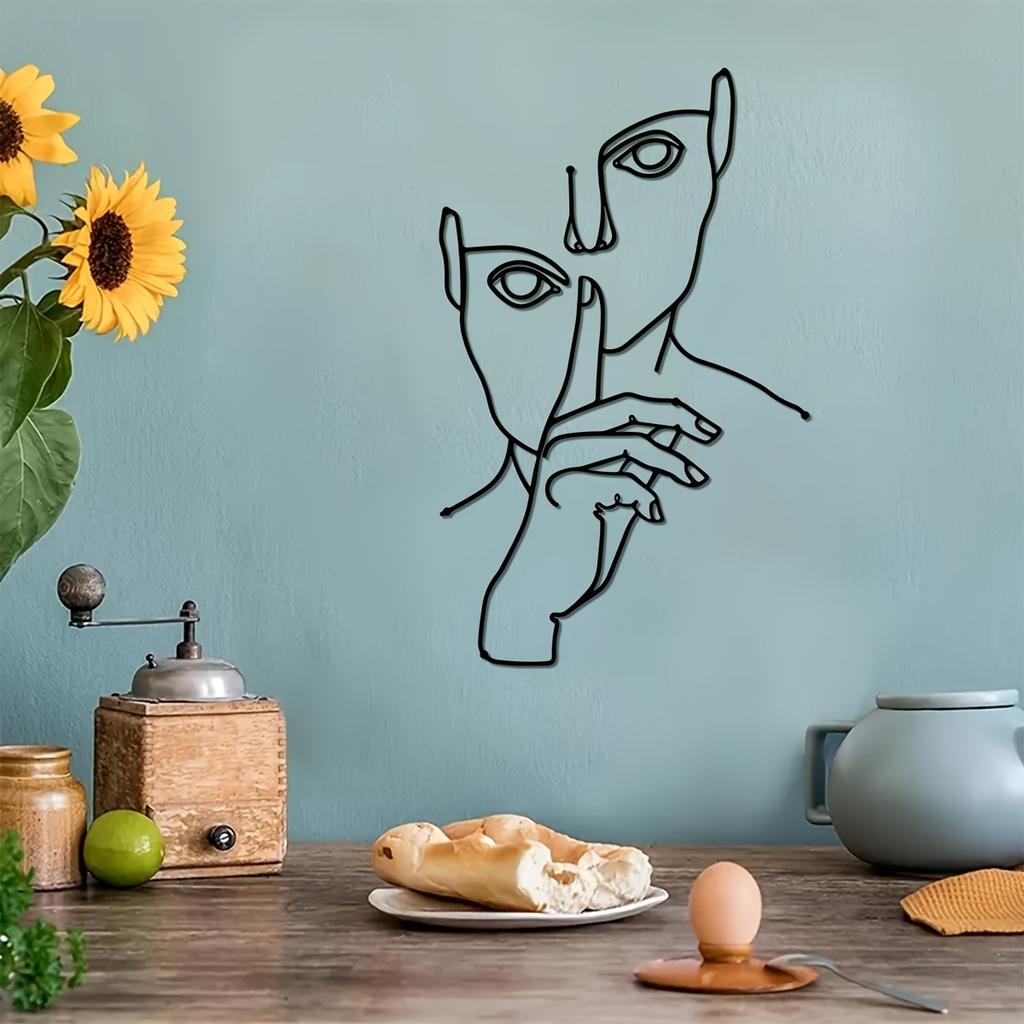 1pc Abstract Face Line Art Wire Wall Decor Metal Minimalist Home Bedroom Gift Halloween Christmas New Year
