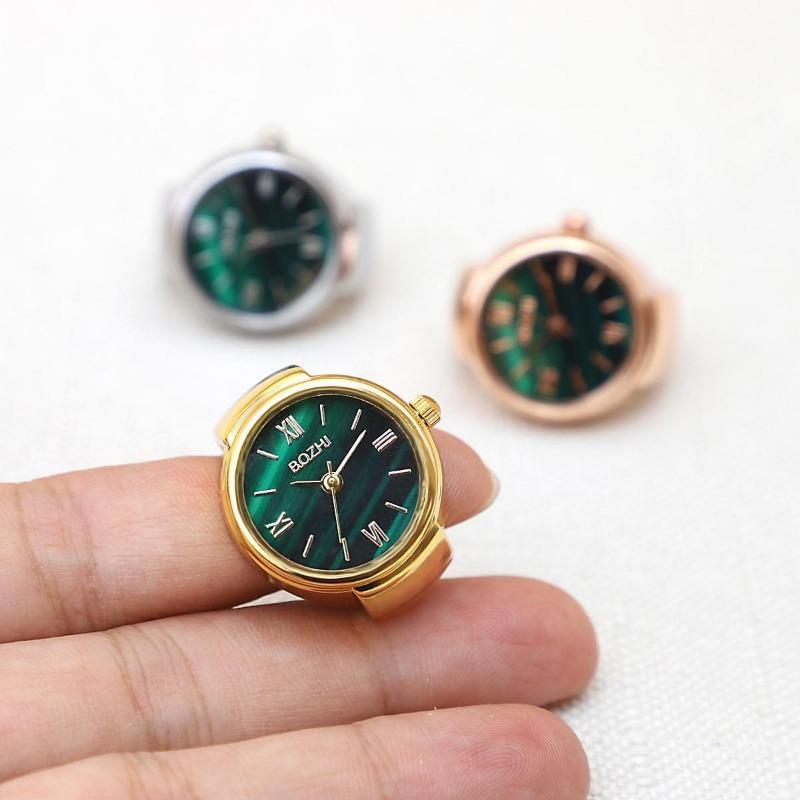 1Pc Mini Watch Creative Ring Quartz Movement Fashion Accessories  Alloy Shell Finger Watch Jewelry Women Ring Gift