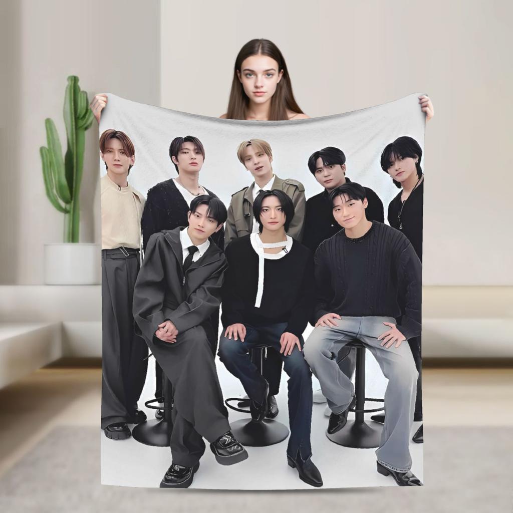 Kpop Ateez Band Soft Warm Blanket  Picnic Plush Throw Blanket Street Trend Outdoor Flannel Bedspread Sofa Bed Cover