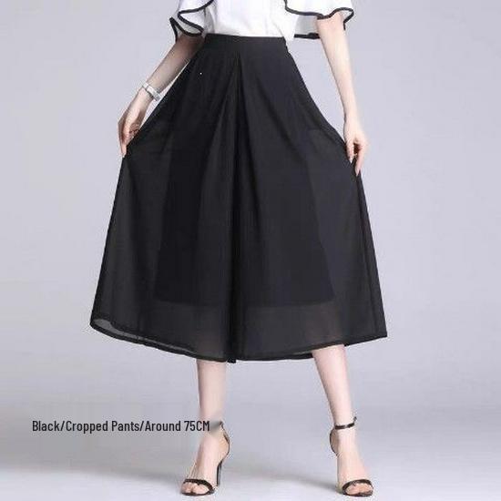 

Plus Size Elastic High Waist Chiffon Wide-Leg Pants for Women - Loose Fit for Summer & Autumn S for up to 100 lbs