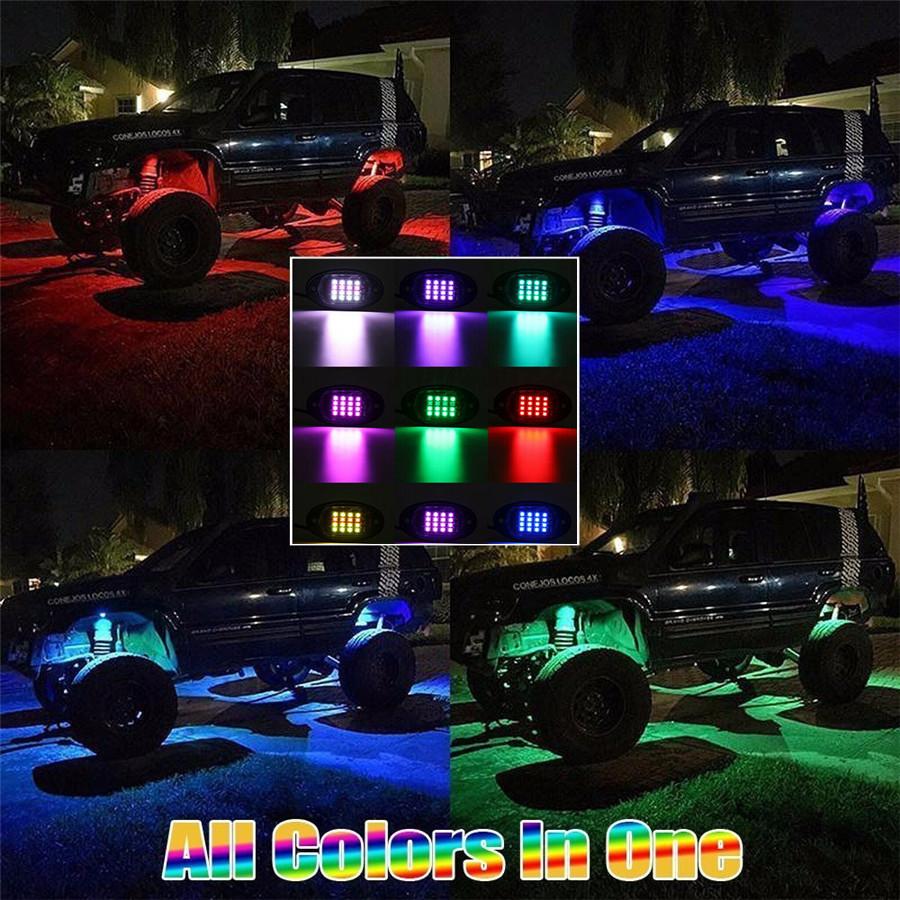 8PCS Underbody RGB LED Neon Light Atmosphere Bluetooth App Dual Remote Control