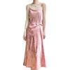 Women's Spring and Summer Lean Jacquard Halter Dress with A Line Collar To Show The Temperament of The Mid-length Dress