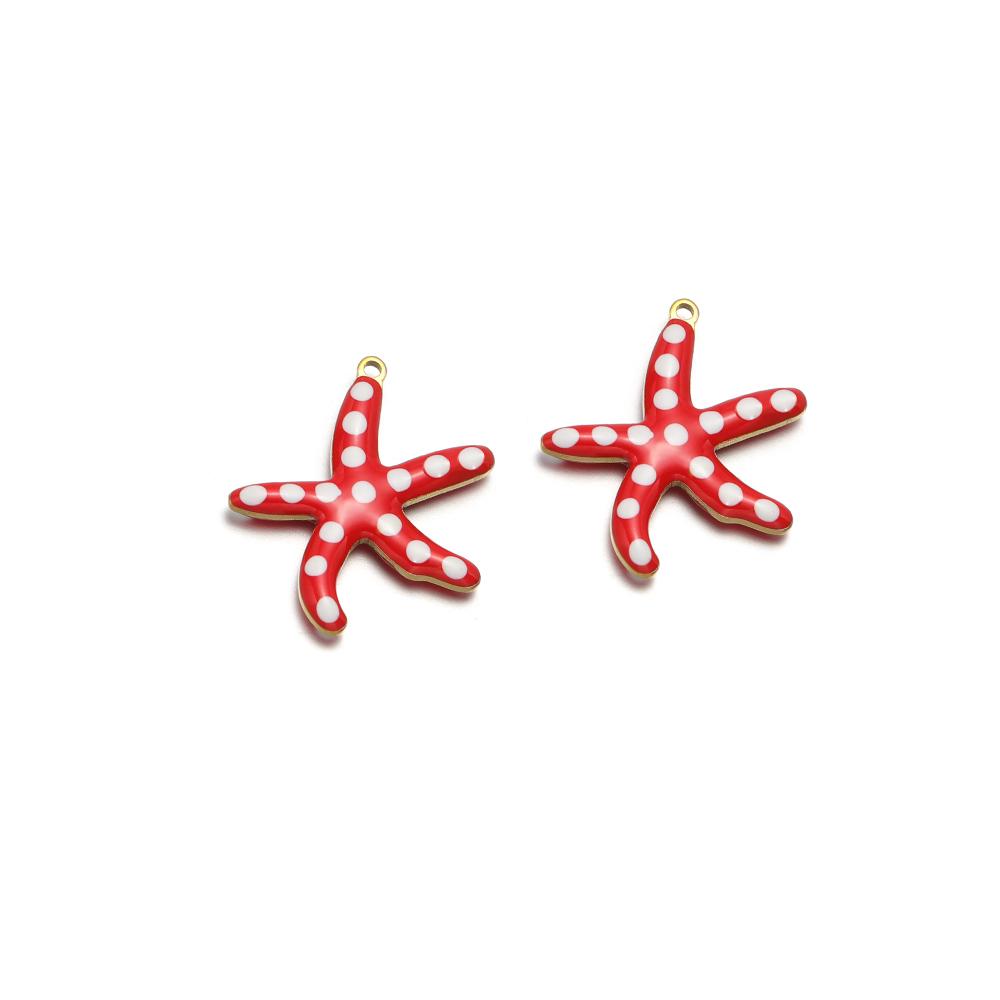 10pcs Stainless Steel Gold 20mm Starfish Charms Enamel Fish Pendant for DIY Jewelry Bracelet Findings Necklace Earrings Making