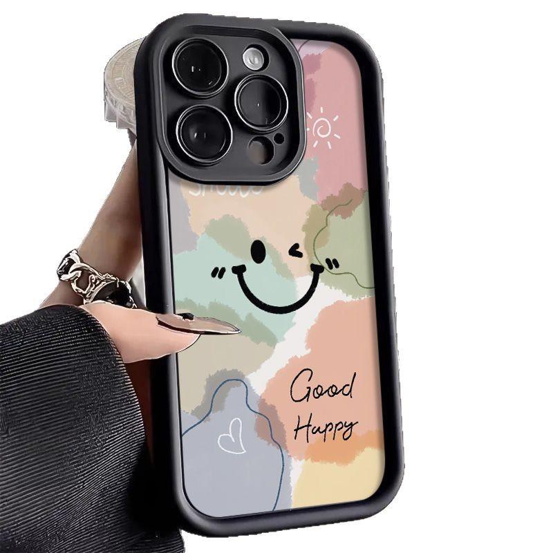 Smudge Smiley Face iPhone17Promax Mobile Phone Case Ladder Is Suitable for Apple 16promax All-inclusive Tianyan 15 Sets.