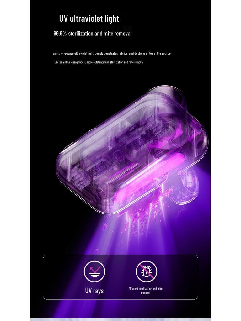 High-Suction Wireless UV Anti-Mite Vacuum Cleaner for Efficient Mite Removal and Sterilization