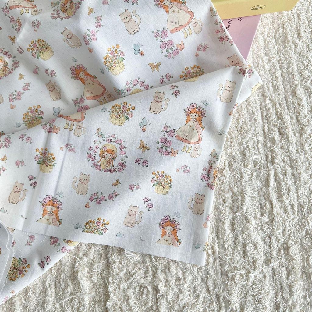 Korean Style 100% Cotton Digital Print Cartoon Fabric for Children's, Family, and Homewear DIY