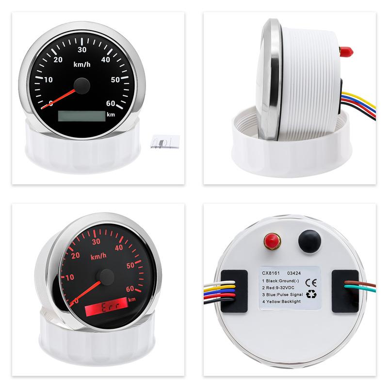 ZMFJH 30-200KMH Speedometer Auto Car 7 Color Backlight Analog Pulse Signal 85mm Speedometer Gauge with Holzer Sensor M16X1.5