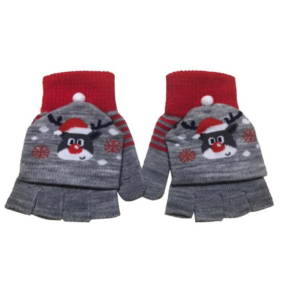 

Женские перчатки с откидным верхом с узором лося, зимние, без пальцев, утолщенные, теплые, рождественские, для улицы 1