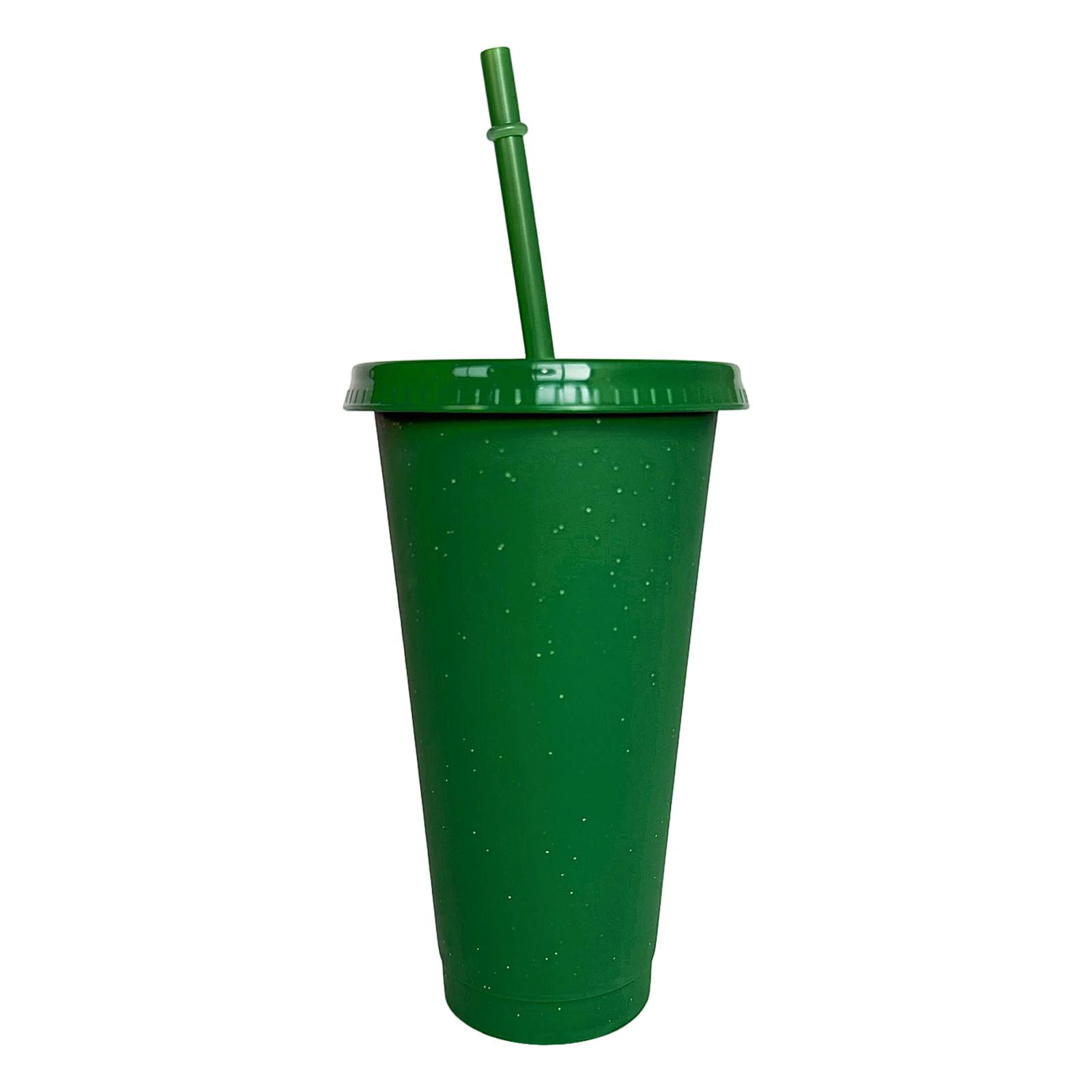 

Large Capacity 710ml Plastic Straw Cup Colorful Glitter Cup PP Material Single Layer Milk Tea Cold Drink Cup One Size зелёный