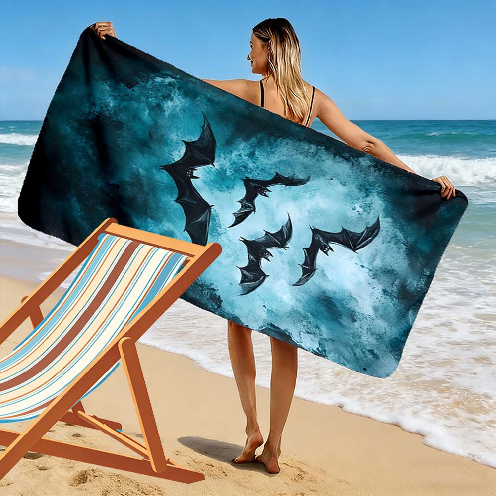 Mystical soaring midnight bats Print beach towel, quick drying, suitable for travel, outdoor sports, jogging, the beach and swimming, gift