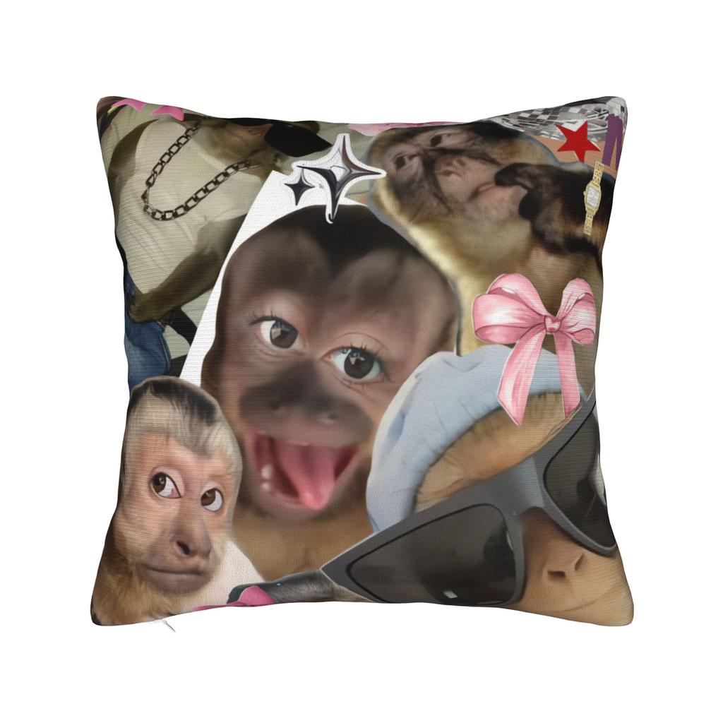 Funny Monkey Print Pillowcases  Kawaii Pillow Case For Living Room Sofa Graphic Pillow Cover
