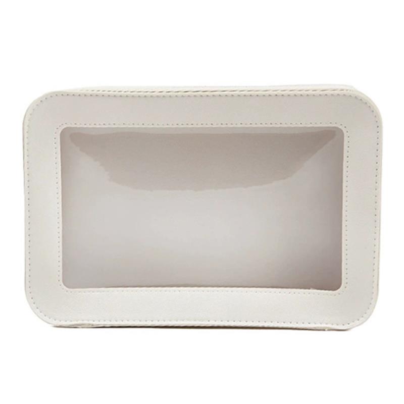 Women PU Makeup Bag Traveling Cosmetic Bag Clear Toiletry Bag Skincare Products Organizer Portable Size Toiletries Storage