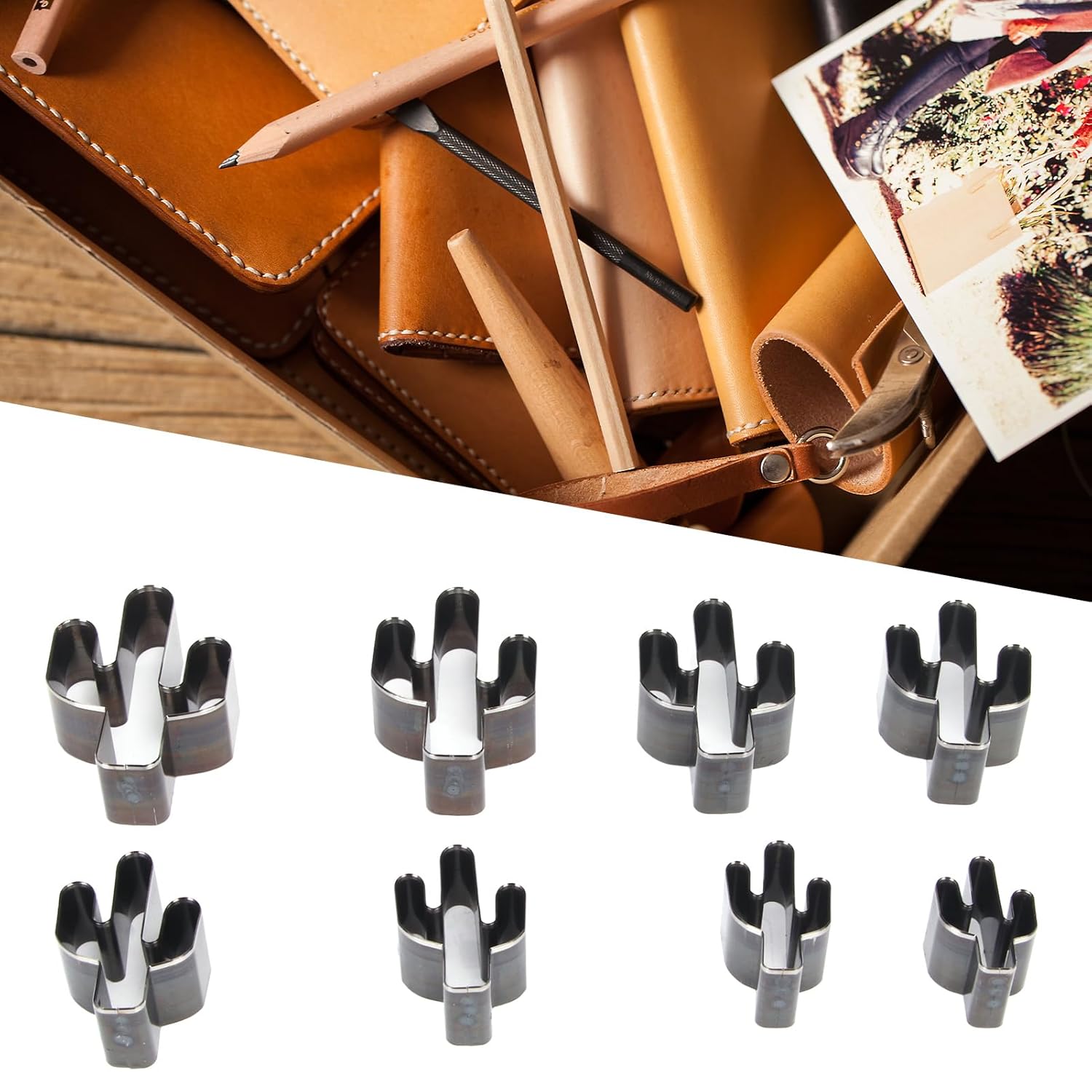 

Кожаные вырубные штампы 8 шт., Инструмент для пробивки в форме кактуса из высокоуглеродистой стали, Металлический инструмент для кожи, DIY режущая форма для кожаных ремесел и других видов искусства