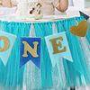 Baner na Pierwsze Urodziny Dziecka Chłopca Dziewczynki Brokatowy ONE Serce Girlanda Dekoracja na Krzesełko