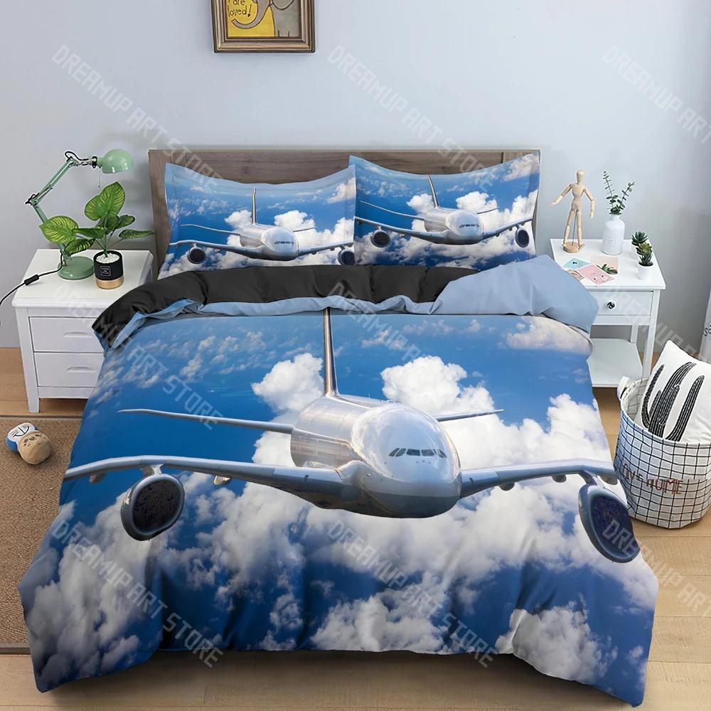 Ensemble Housse de Couette Avion Garçons Enfants Adolescents Aviation Avion Piste Ensemble de Literie Housse Avion 3D Décoration de Chambre pour Adultes EU Single 90x200cm