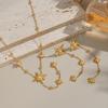 Collier Y-Chain à pampilles étoile à huit branches élégante Xia Ling, Acier inoxydable, Plaqué or 18 carats, Bijou polyvalent pour femmes