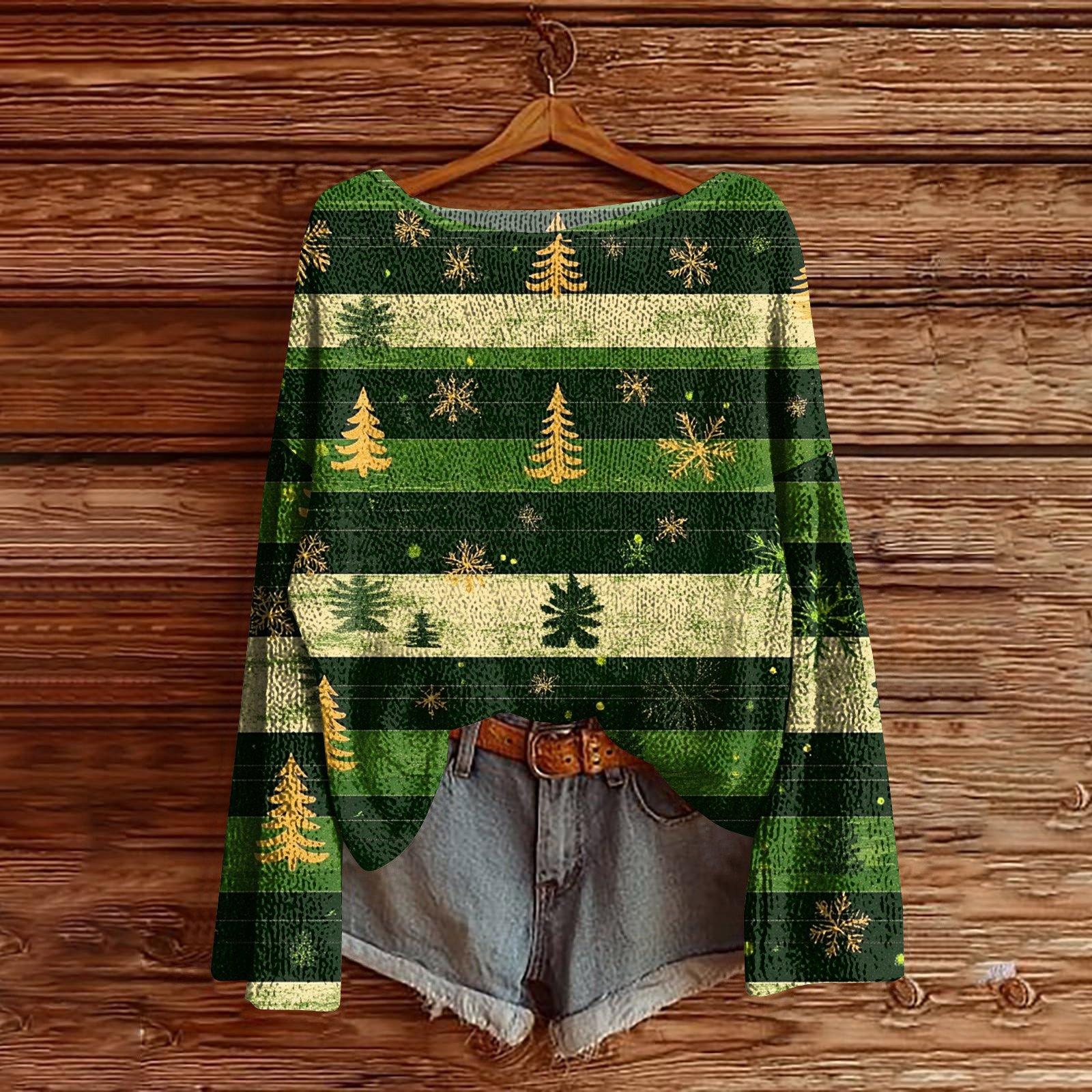 

Женский легкий свитер с рождественским принтом, повседневный вязаный пуловер с длинным рукавом M