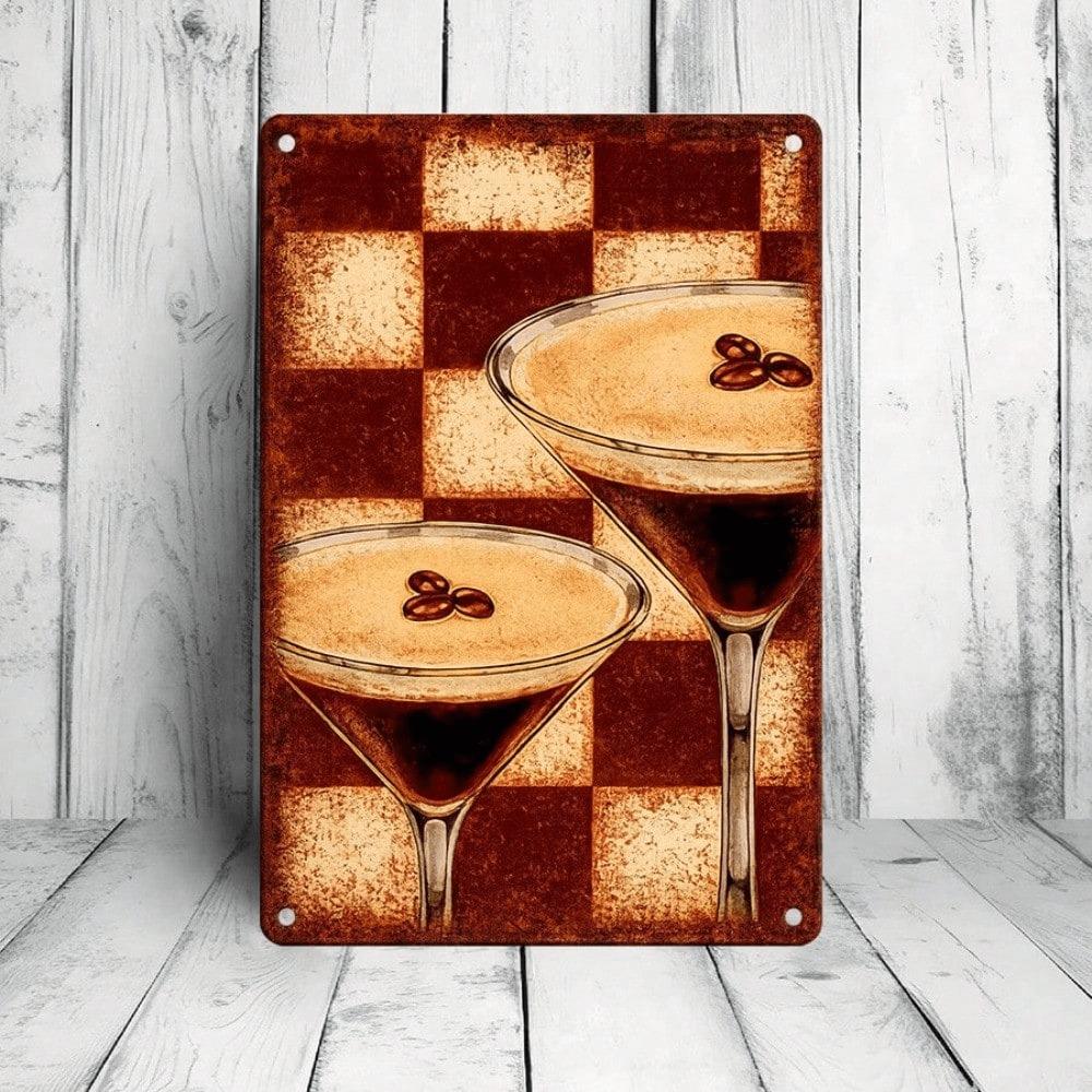 1pc Vintage Cocktail 2D Flat Tin Sign, Retro Metal Wall Decor, 12x8 Inch Aesthetic Plaque for Living Room Kitchen Bar